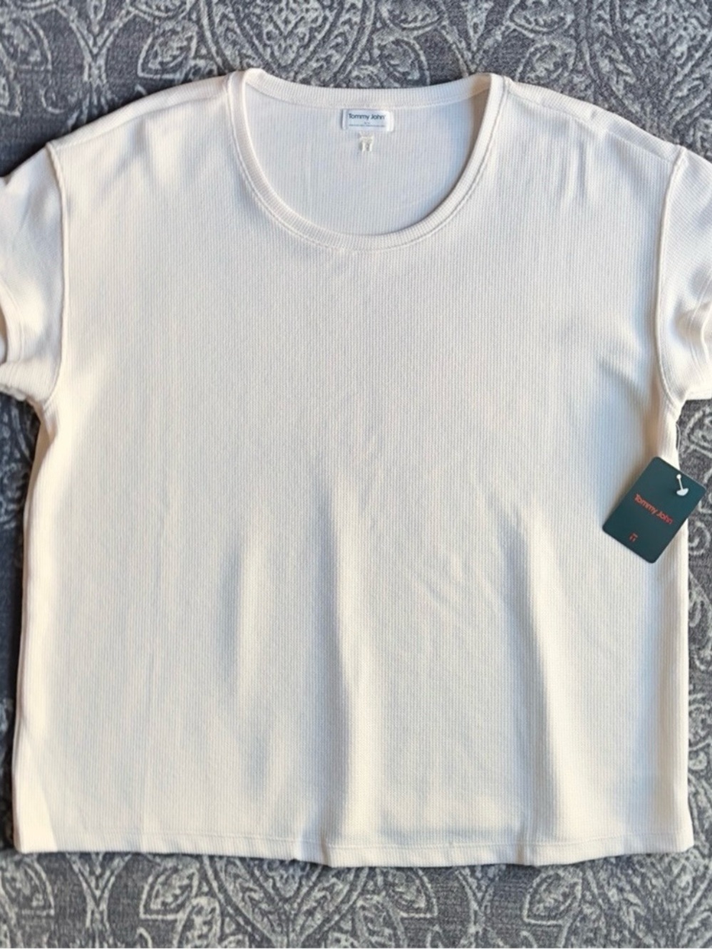 Tommy John Women's Zen Waffle Tee in Pastel Parchment Size Medium